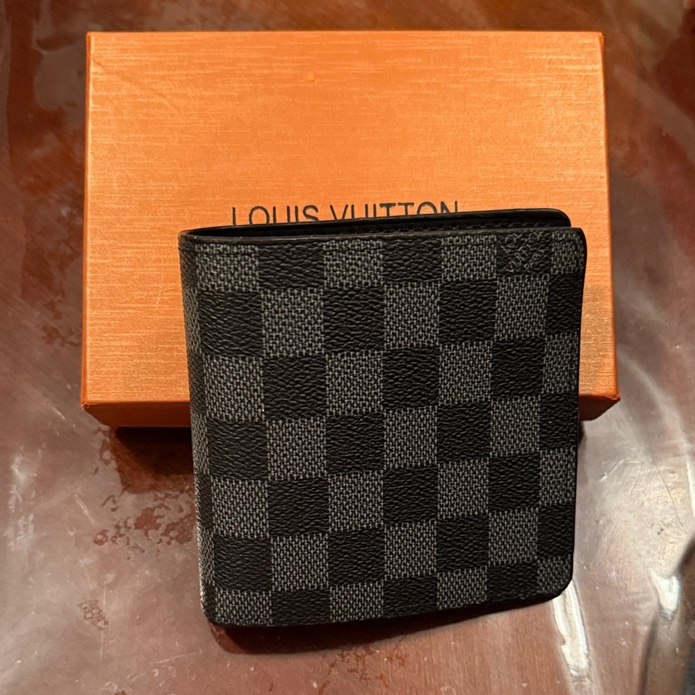 Louis Vuitton Black and Gray Checkered Card Holder